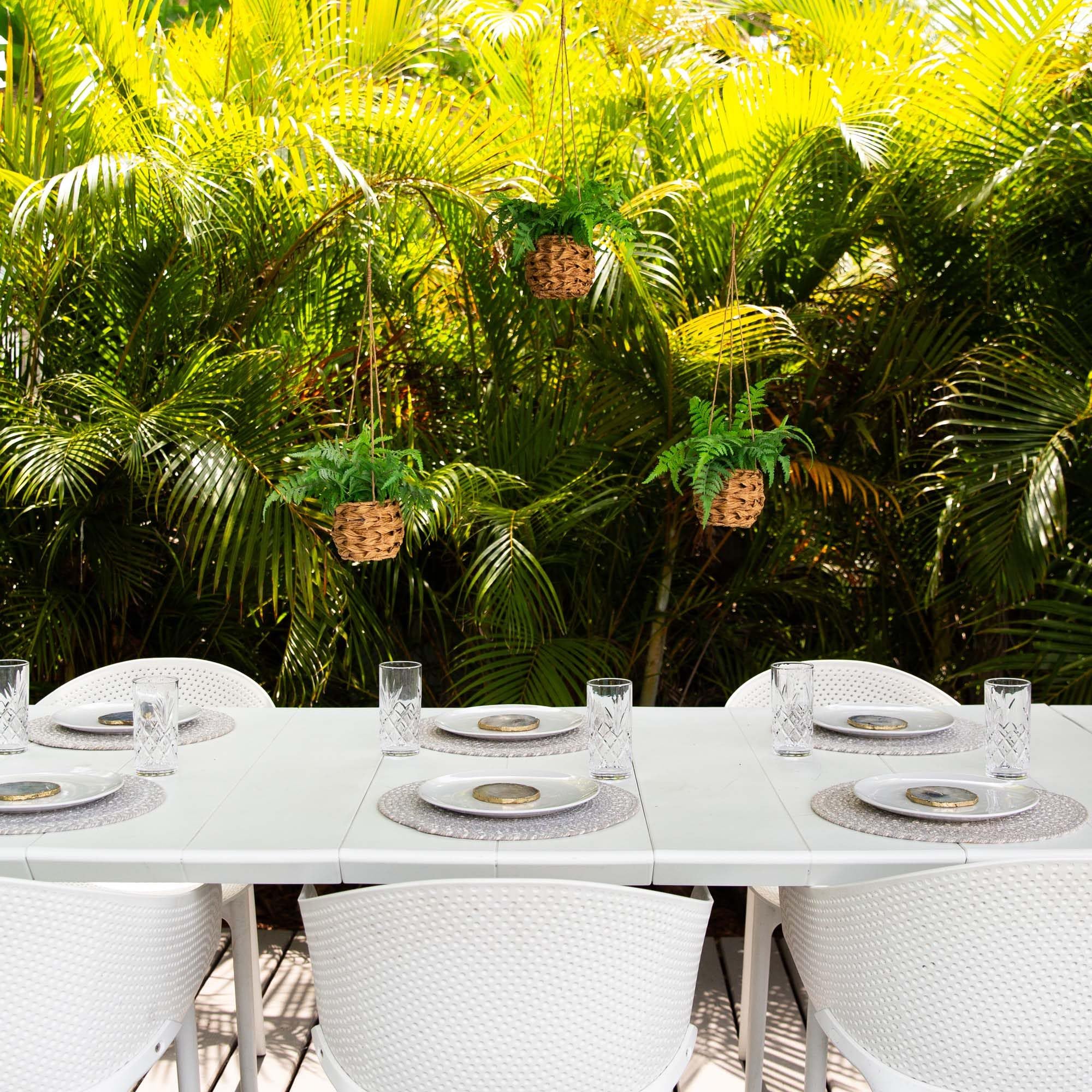 Nearly Natural 10-in Artificial Boston Ferns in Hanging Wicker Baskets, Set of 3 Fake Ferns for Indoor/Outdoor Use, Hanging Basket for Patio Decoration, UV Resistant - Image 8