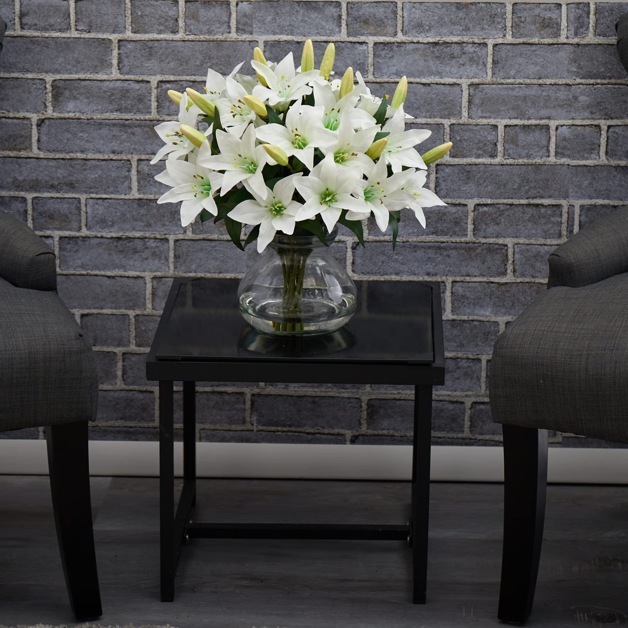Nearly Natural 16in. Lily Silk Arrangement with Glass Vase - Image 7