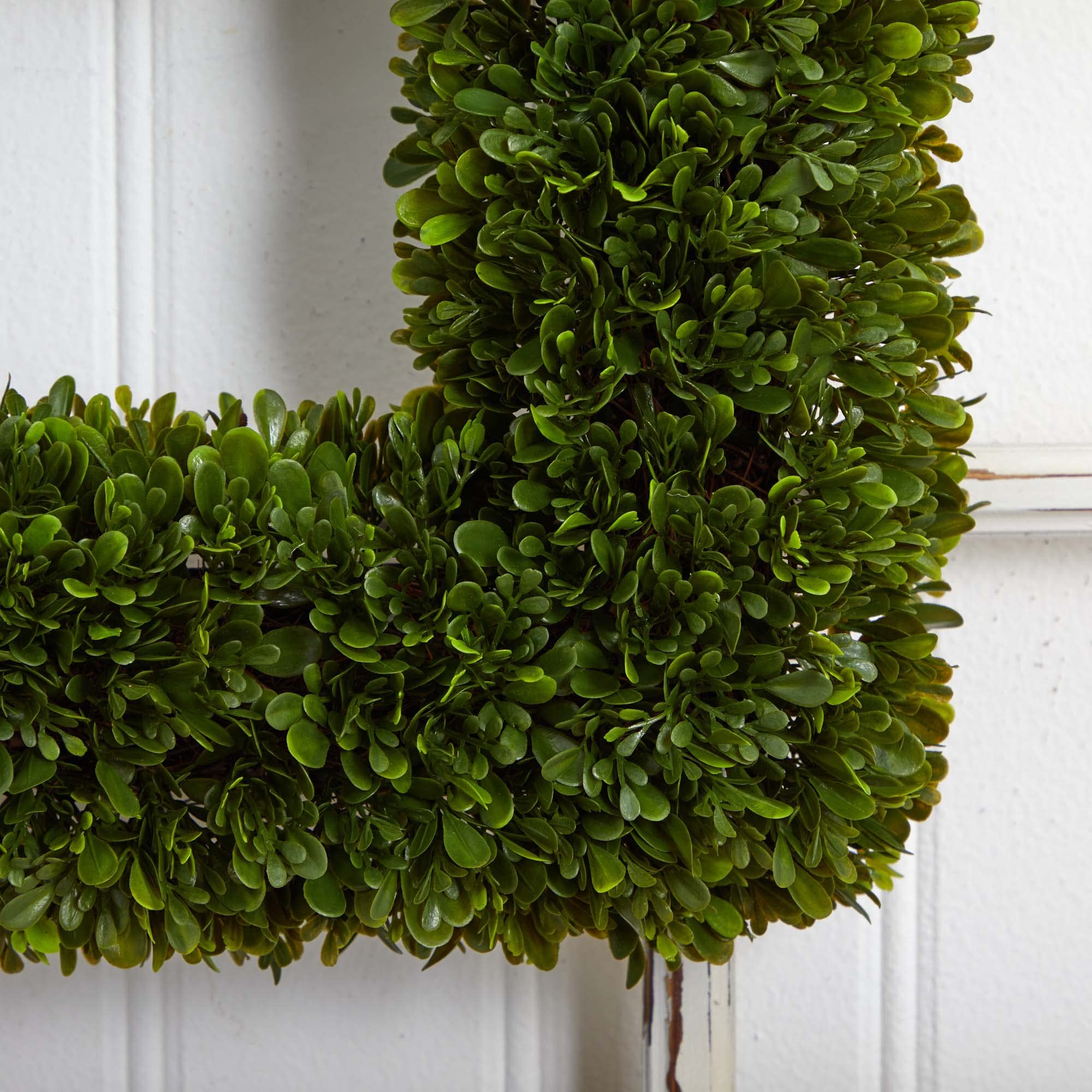 Nearly Natural 17" Tea Leaf Square Wreath UV Resistant Artificial Plant, Green - Image 6