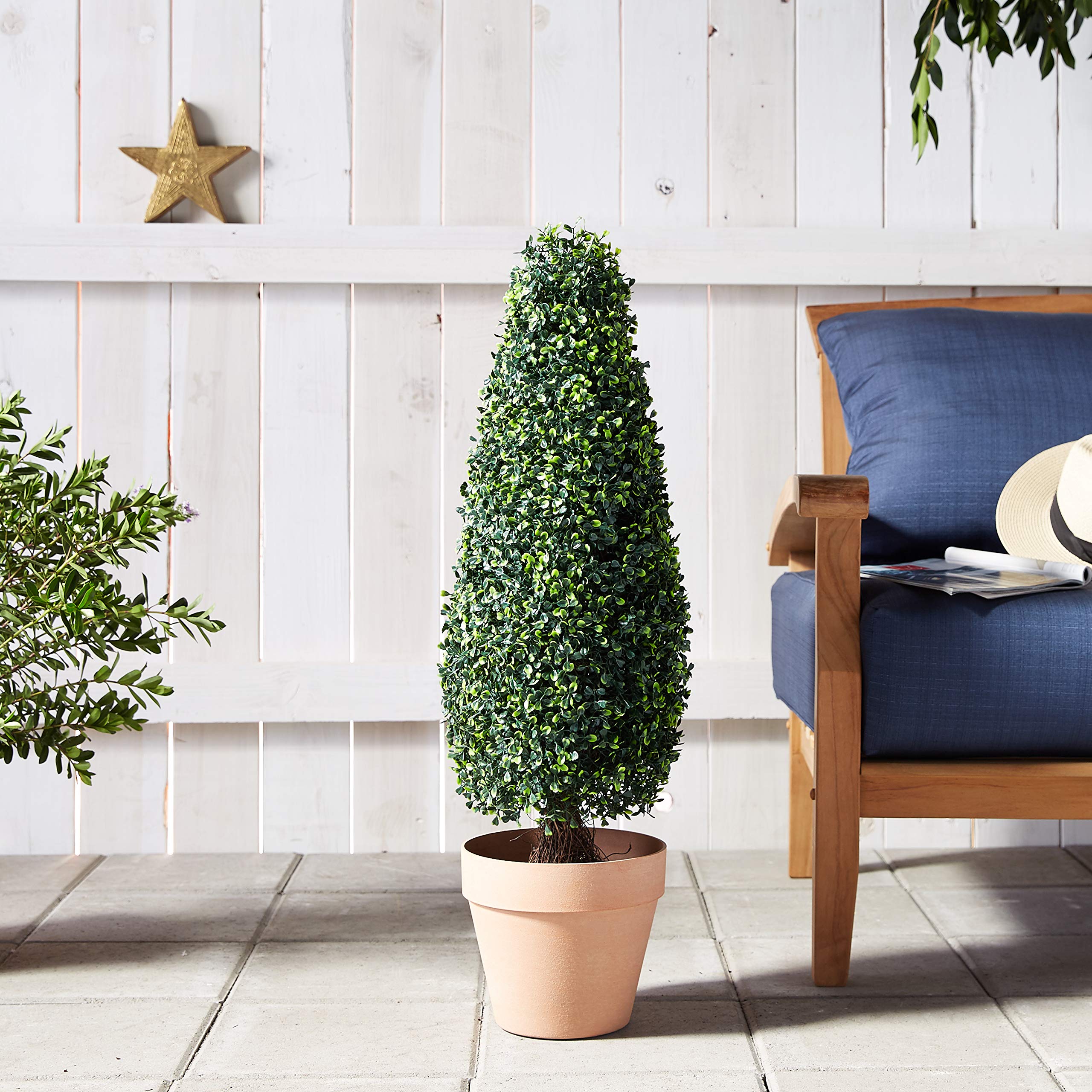 Nearly Natural 3ft. Boxwood Tower Topiary UV Resistant (Indoor/Outdoor) - Image 5