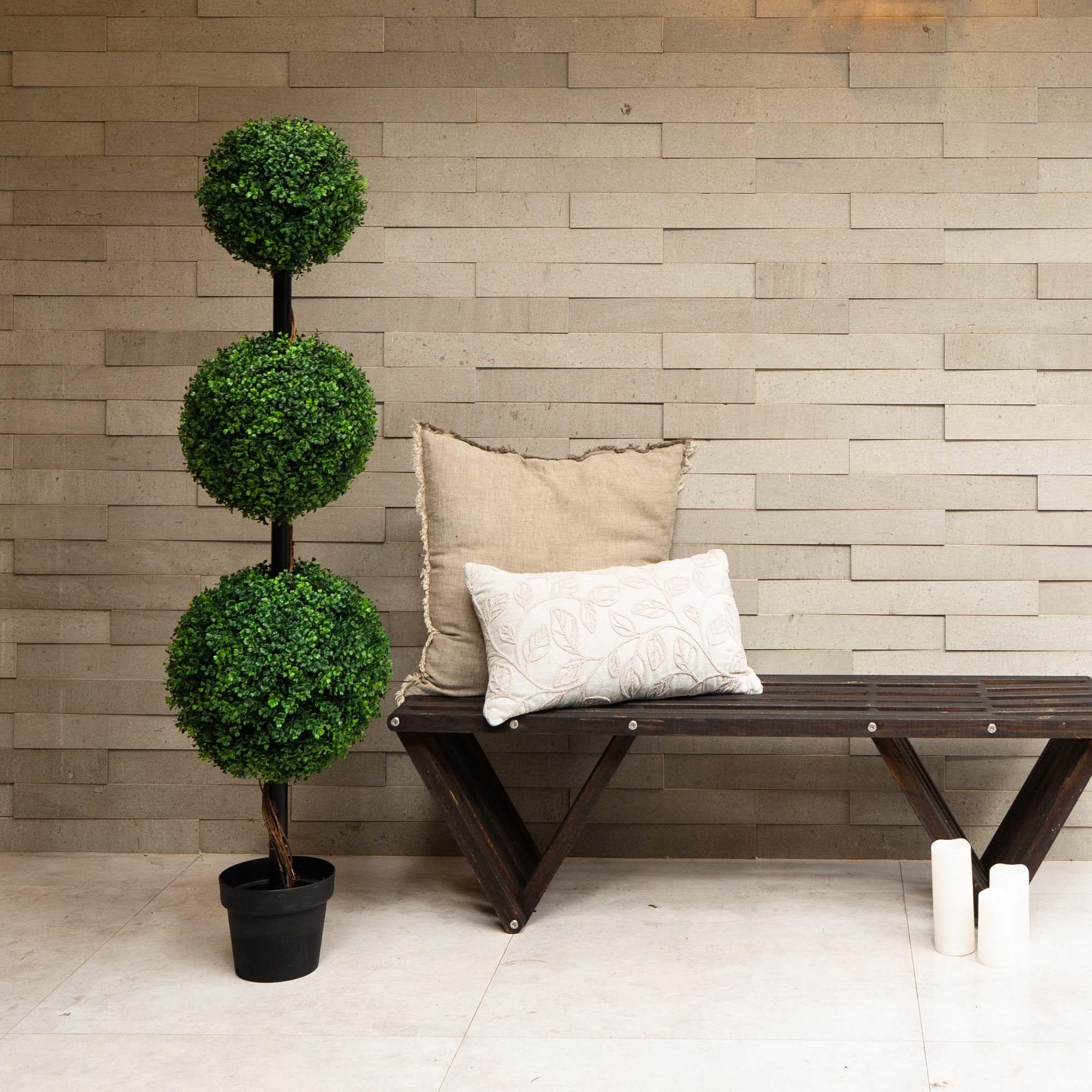Nearly Natural 4ft. Artificial Triple Ball Boxwood Topiary Tree (Indoor/Outdoor) - Image 6