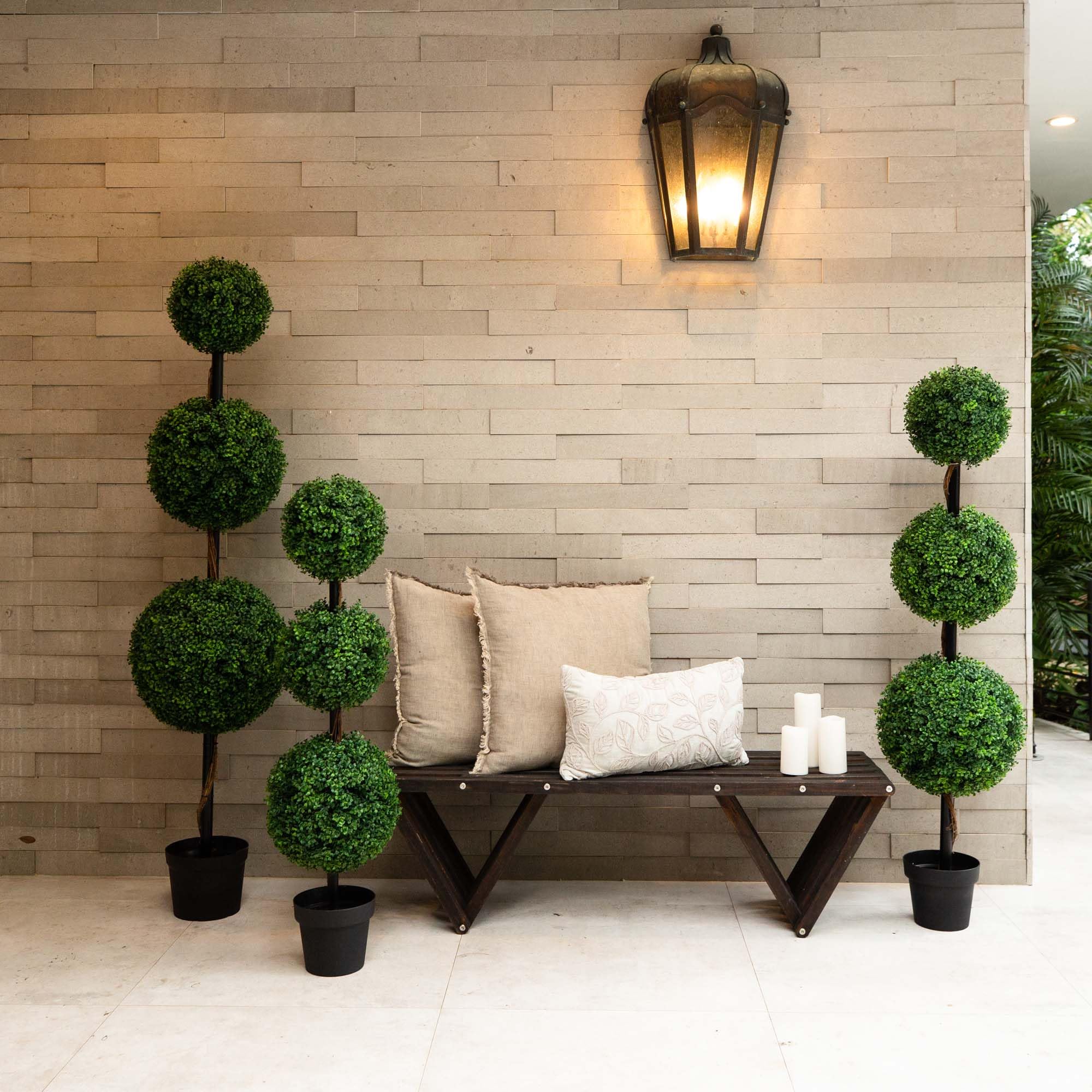 Nearly Natural 4ft. Artificial Triple Ball Boxwood Topiary Tree (Indoor/Outdoor) - Image 9