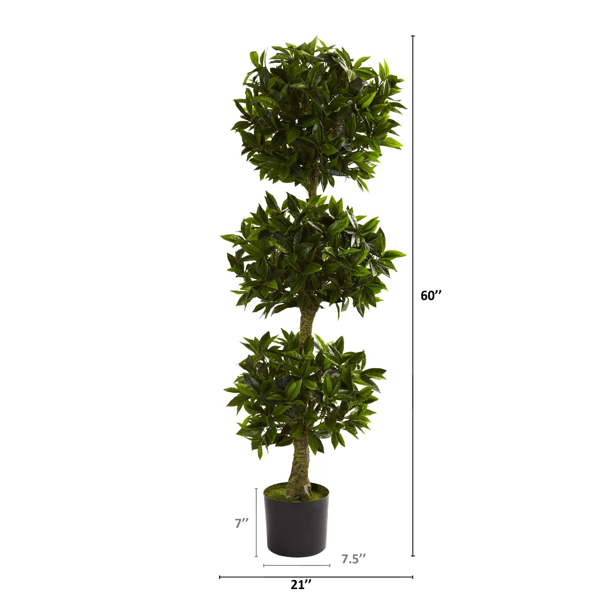 Nearly Natural 5ft. Triple Bay Leaf Topiary UV Resistant (Indoor/Outdoor) - Image 5