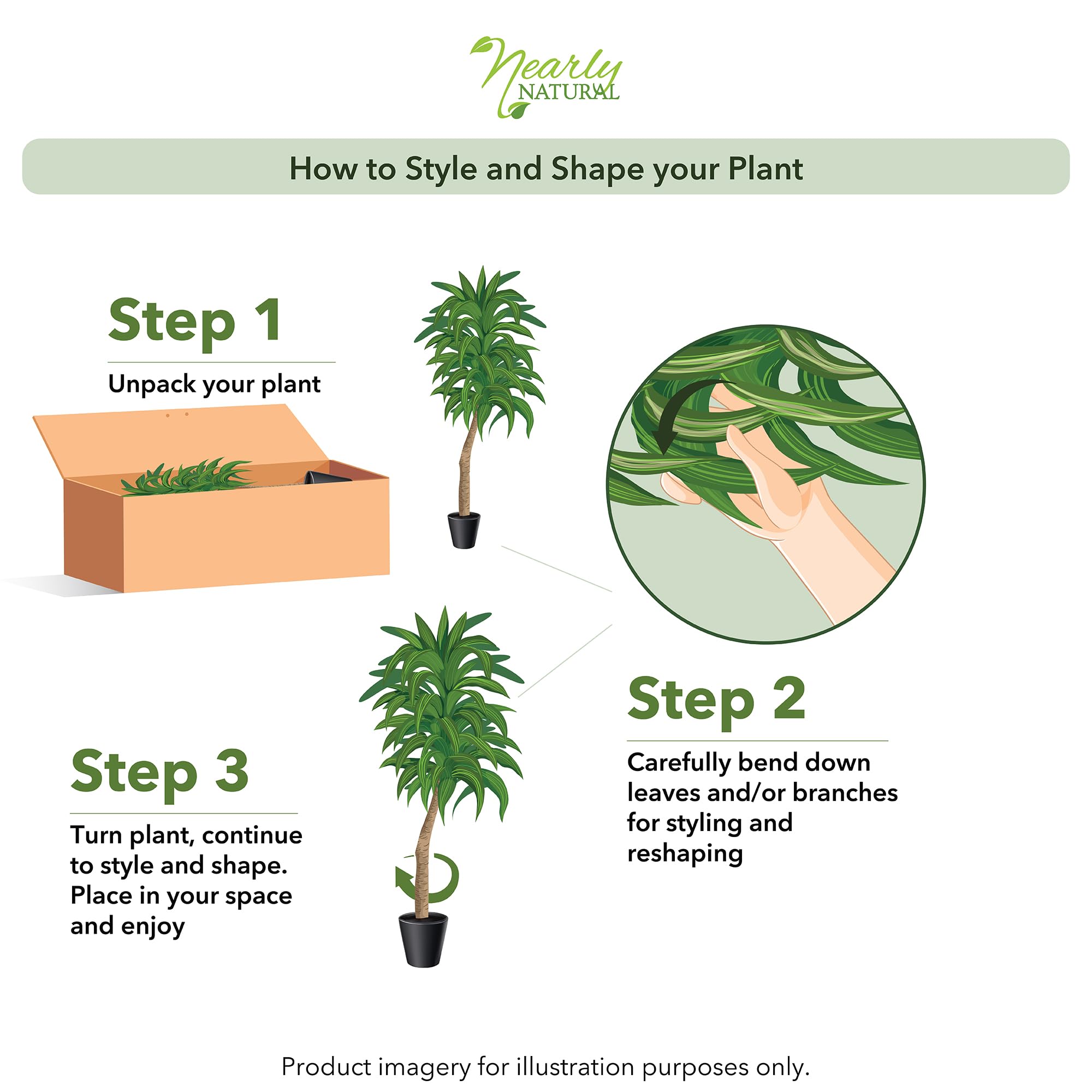 Nearly Natural 48in Artificial Dracaena with Real Touch Leaves and Multi Tonal Trunks, Large Indoor Silk Plant with Pot, Maintenance Free For Living Room And Home Office Decor - Image 10
