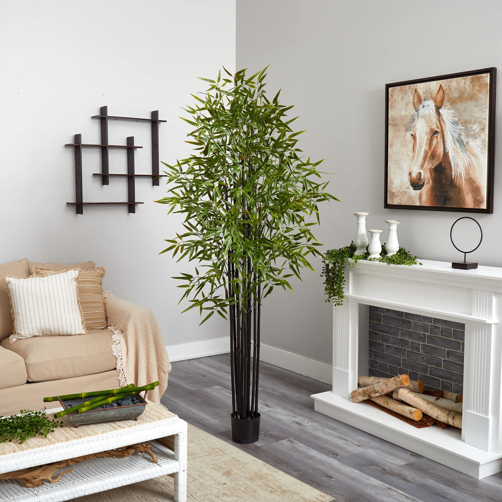 Nearly Natural Black Bamboo Tree x 9 with 1470 Leaves UV Resistant (Indoor/Outdoor) - Image 4
