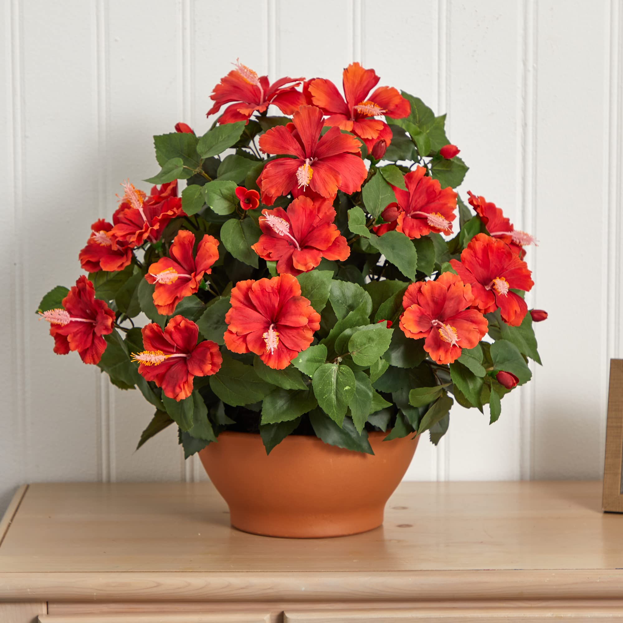 Nearly Natural Hibiscus with Clay Planter - Image 3