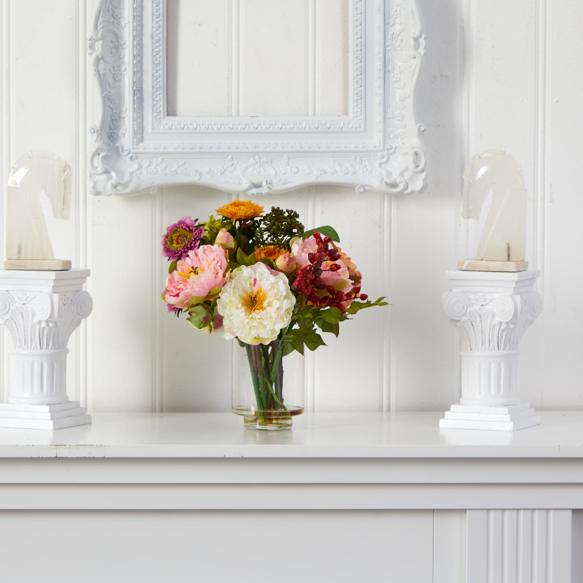 Nearly Natural Mini Artificial Peony Floral Arrangement, Faux Flowers for Table Shelf Decor, Assorted Colors - Image 7