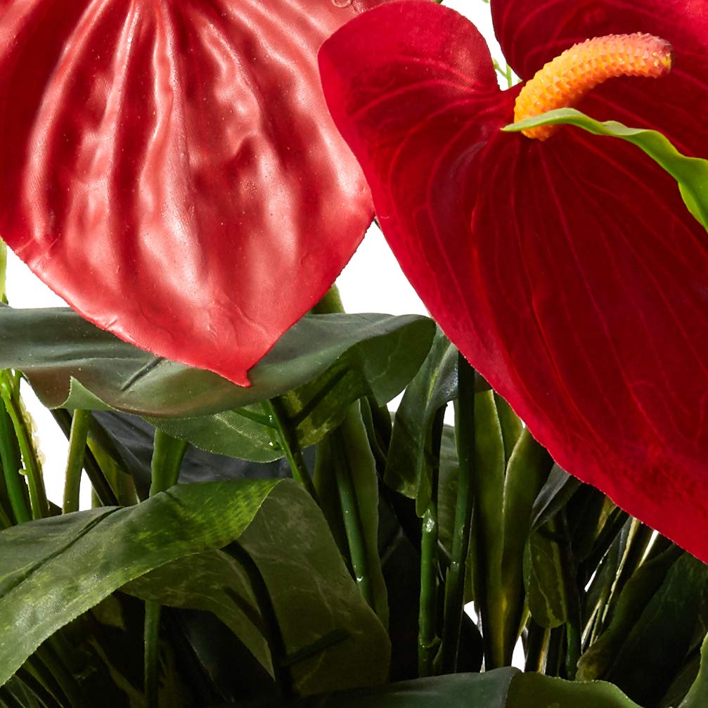 Nearly Natural Mixed Greens & Anthurium with Decorative Vase Silk Plant - Image 7