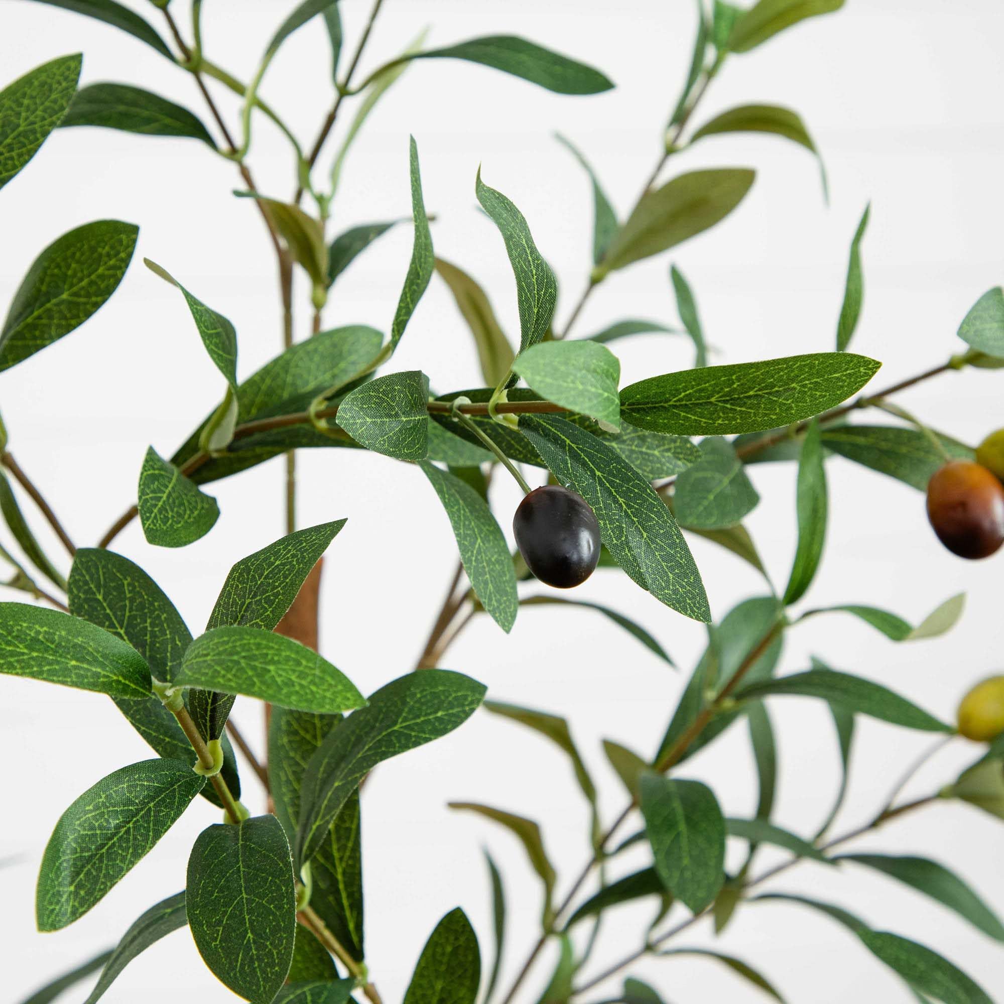 Nearly Natural Olive Tree - 3FT Tall Silk Faux Olive Tree for Home and Office Decor, Realistic Branches and Lifelike Fruits, Natural Wood Trunk, Potted - Image 4