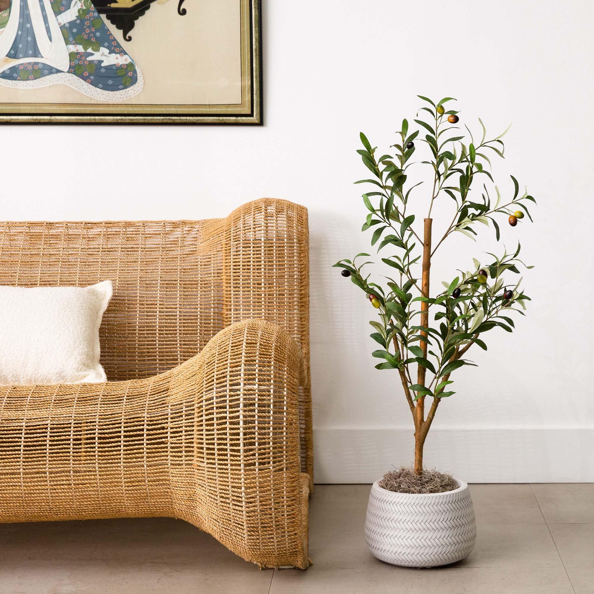 Nearly Natural Olive Tree - 3FT Tall Silk Faux Olive Tree for Home and Office Decor, Realistic Branches and Lifelike Fruits, Natural Wood Trunk, Potted - Image 6